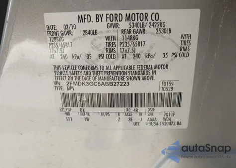 2010 Ford Edge Se from USA, damaged, VIN 2FMDK3GC5ABB27223